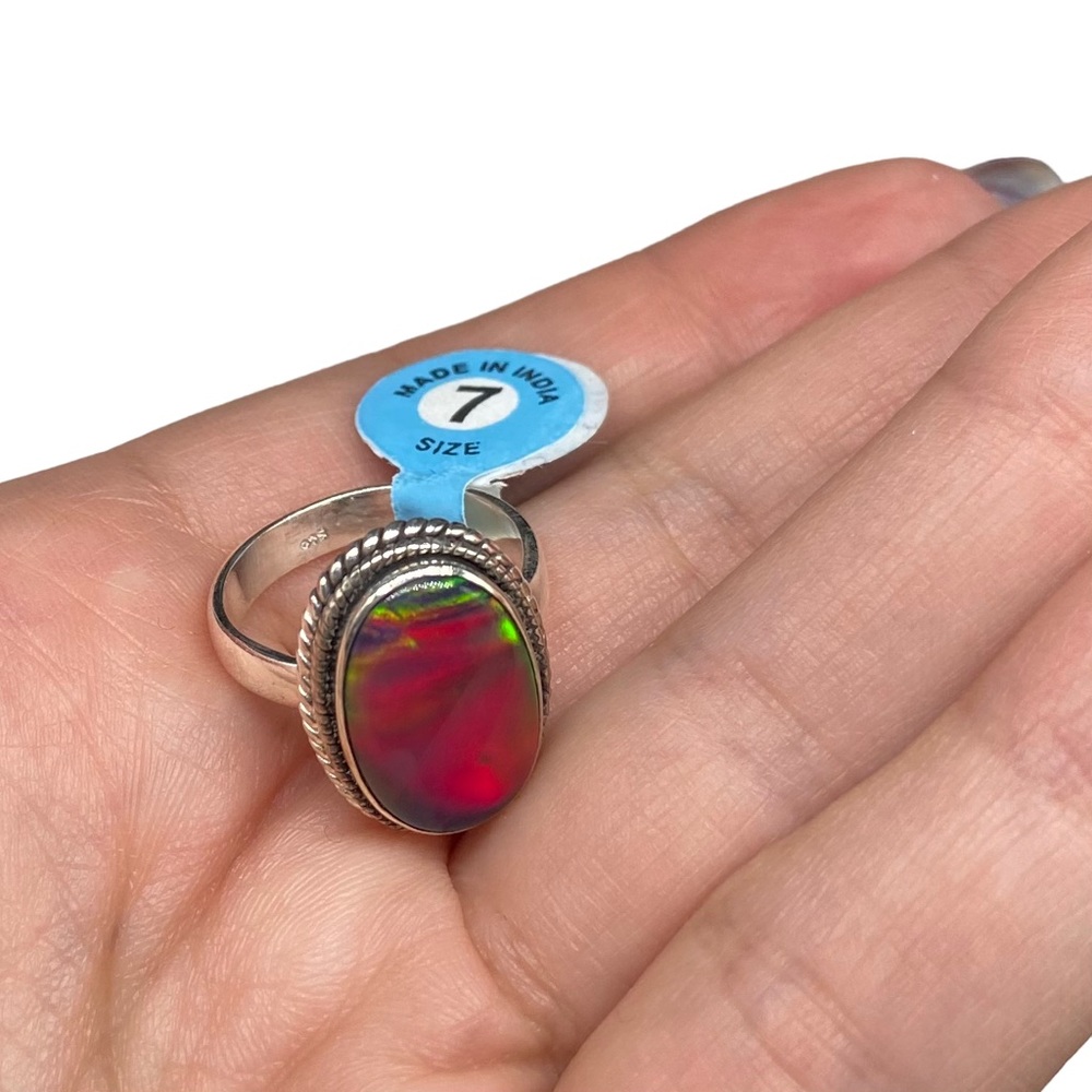 Aura Fire Opal Solid Sterling Silver 925. - image 7